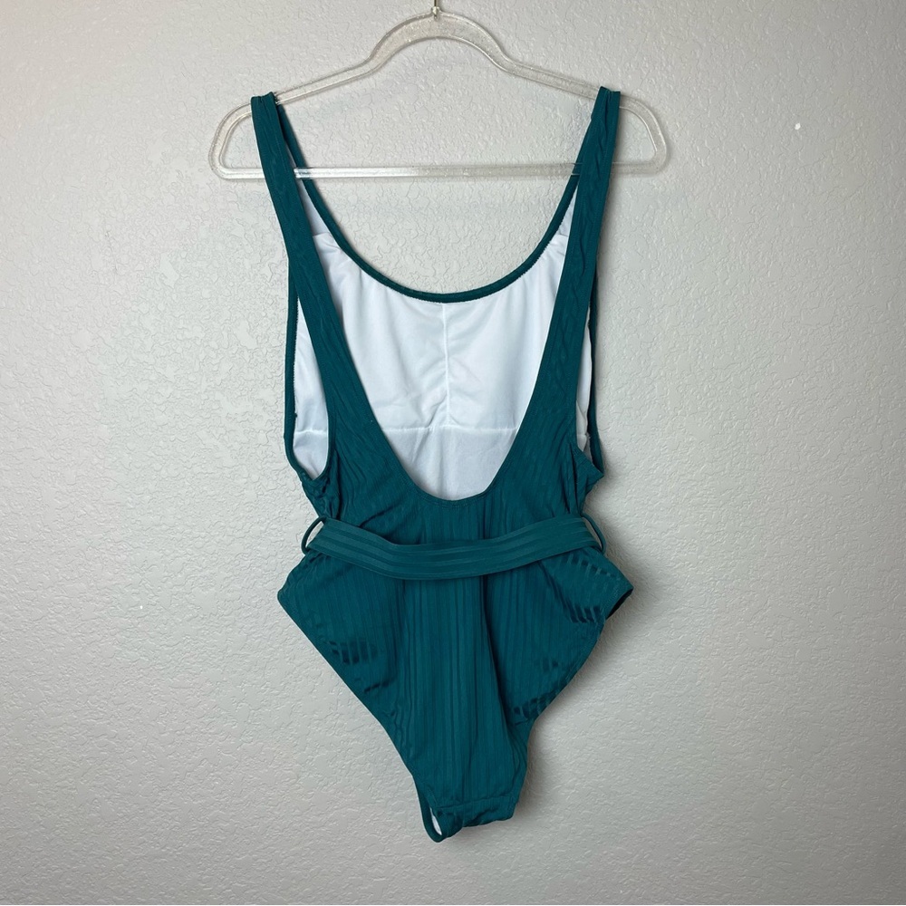 Teal Ribbed Belted Swimsuit Size XL - Picture 5 of 7